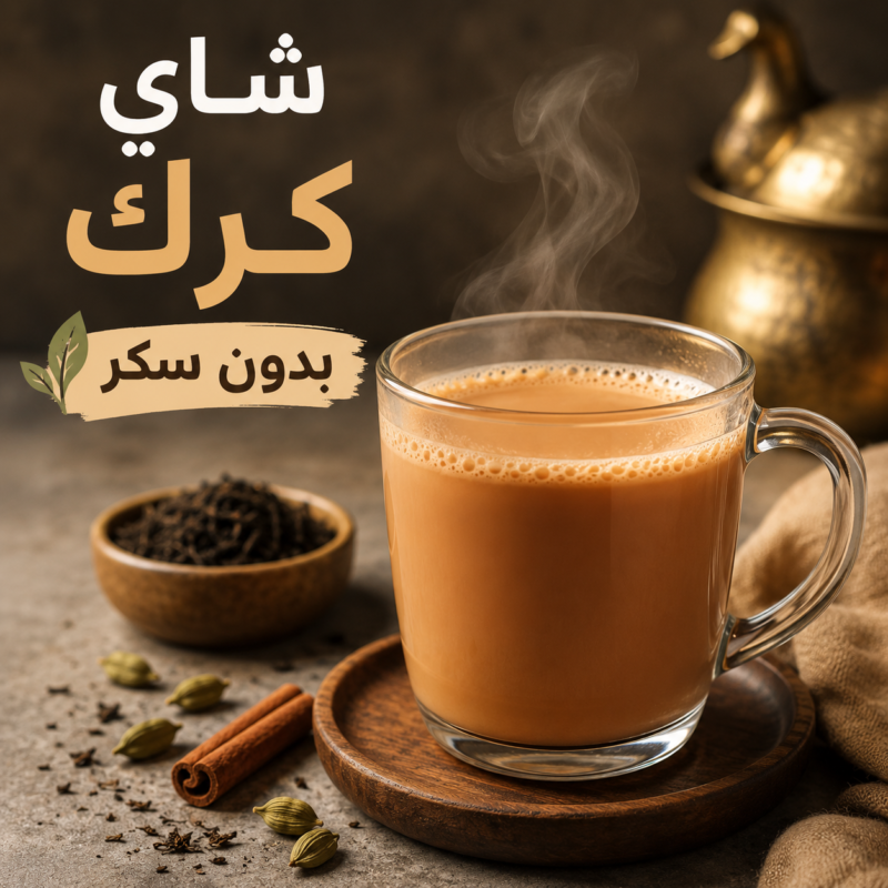 شاي كرك بدون سكر