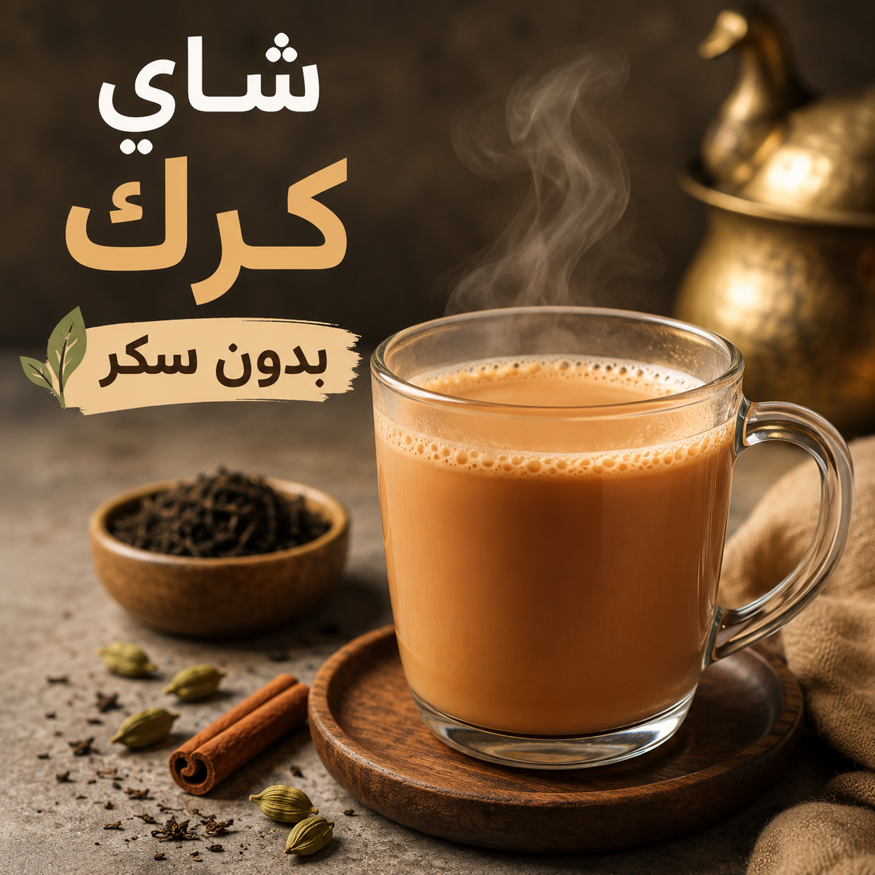 شاي كرك بدون سكر